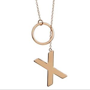 Adorina XO Lariat Necklace in Rose Gold